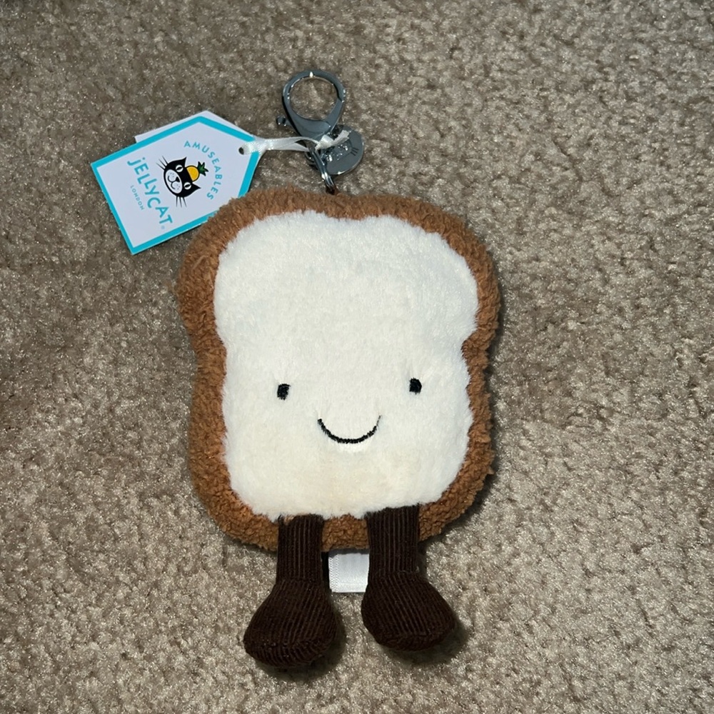 New JELLYCAT AMUSEABLE TOAST BAG CHARM KEY CHAIN